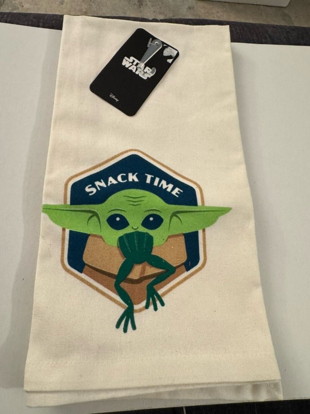 Disney Star Wars Mandalorian Grogu Baby Yoda Snack Time Kitchen Towel New X11